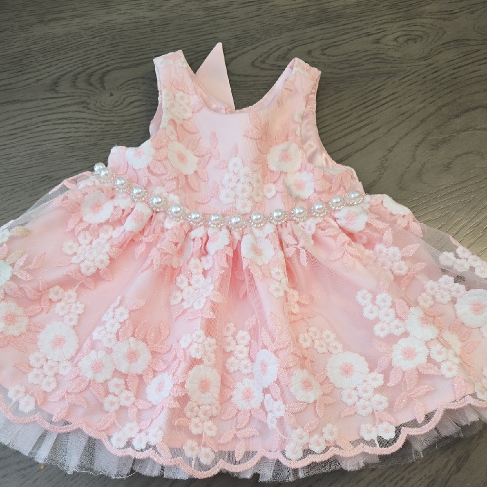 American Princess Blush Floral Dress with Pearls